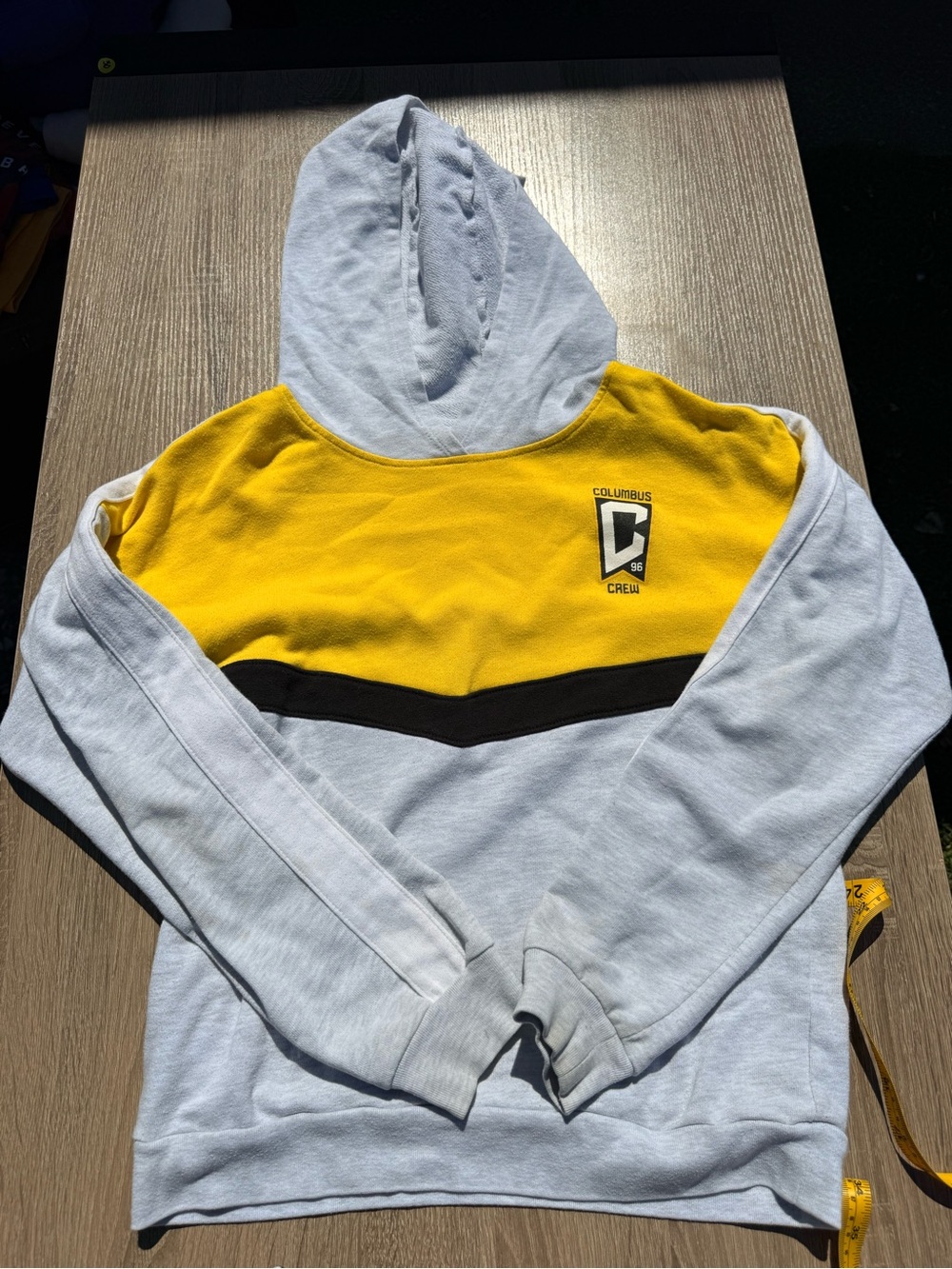 Youth Columbus Crew Hooded Sweatshirt- Yellow and Light Gray